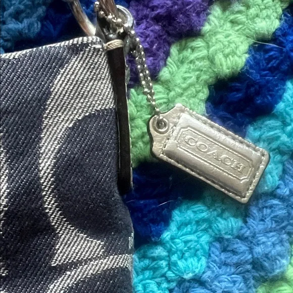 Coach Blue Denim and Gray Signature Crossbody with Metallic Band - Picture 3 of 10